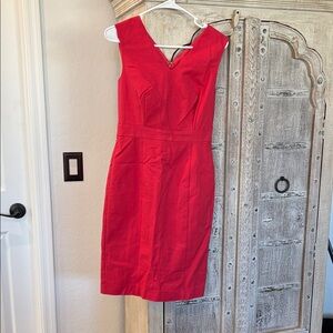 Ann Taylor Red V-Neck Sheath Dress